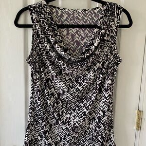 Black and White Sleeveless Tank Top with Intricate Design